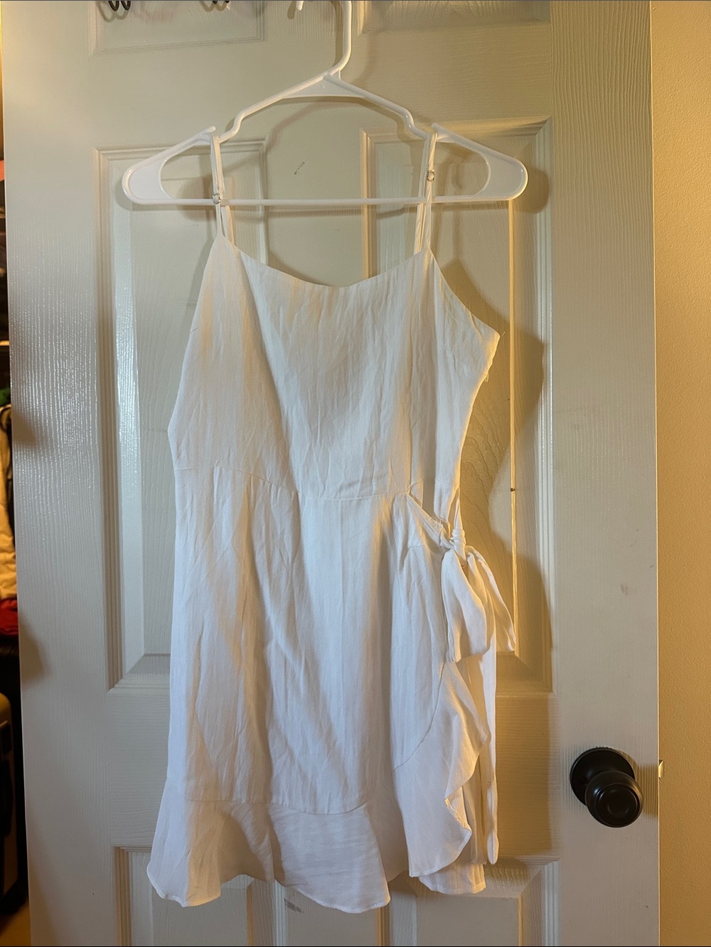 White Mini Sundress with Side Tie